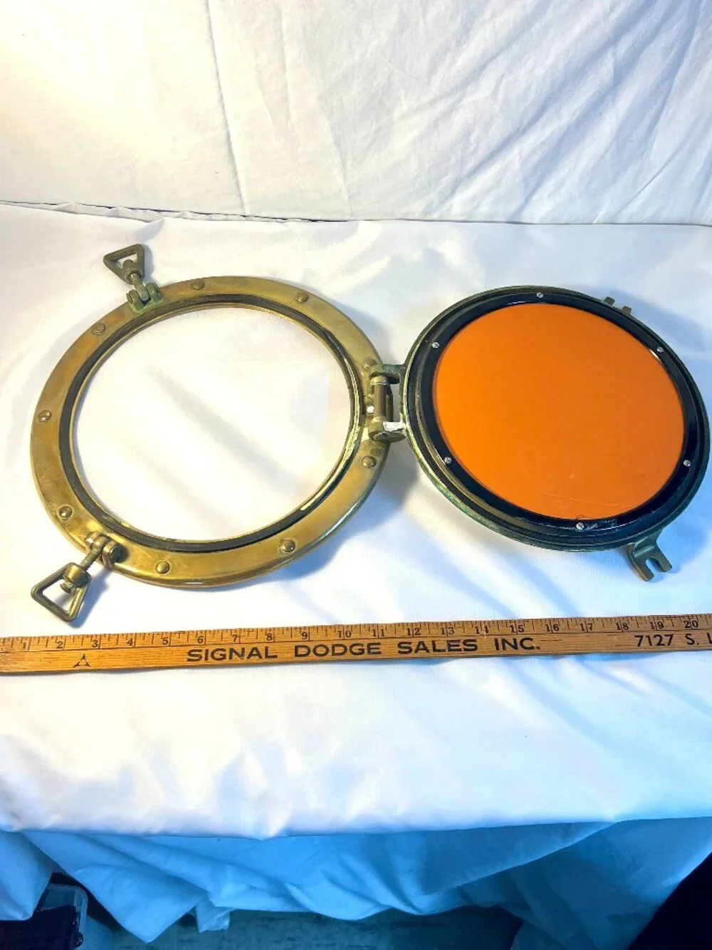 Brass Ship Porthole Mirror Nautical Maritime Hinged Wall Decor - B4